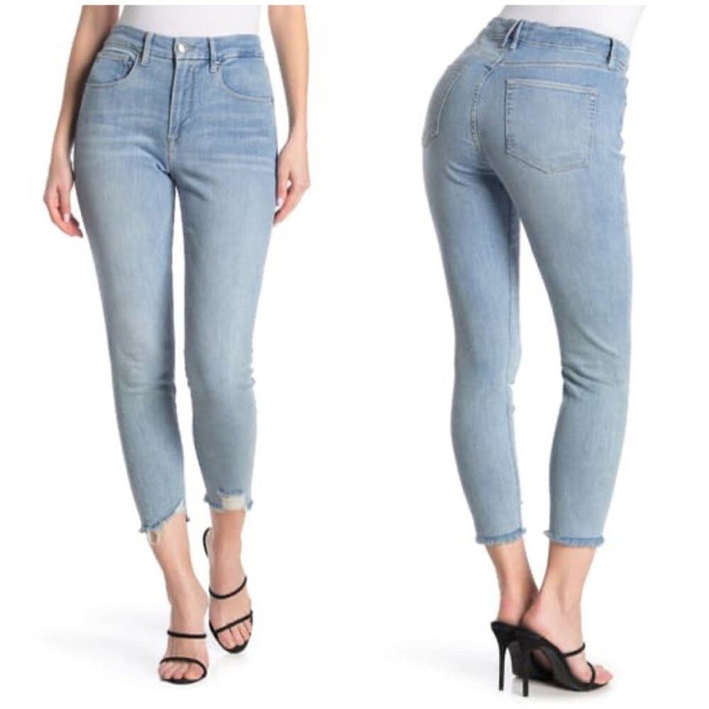 NEW Good American Good Legs Skinny Jeans Distressed Hems
